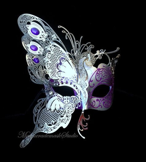 Silver Masquerade Ball Mask - Luxury Venetian Style Half Butterfly Design Masquerade Mask Butterfly Masquerade Mask, Mask Masquerade Ball, Masquerade Ball Masks, Mardi Gras Masks, Mens Masquerade Mask, Masquerade Ball Mask, Renewal Ceremony, Venetian Masquerade Masks, Butterfly Mask