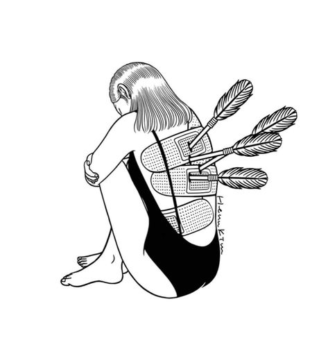 By Henn Kim Still Hurts But I'm Used To It Henn Kim, Art Emotions, Drawing Artwork, Art Illustration, Be Still, Peace Gesture, Okay Gesture, It Hurts, Product Launch