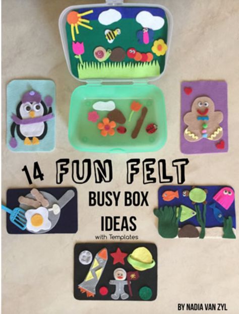 Quiet boxes: lunch box with felt attached to inside lid and felt sets inside box.  No sew0just cut and glue if needed. Busy Box Ideas, Busy Bag Ideas, Quiet Time Boxes, Flannel Ideas, Diy Felt Board, Lap Books, Felt Board Stories, Keeping Busy, Quiet Time Activities