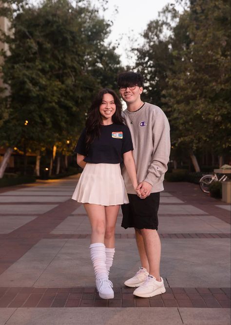 masayoshi and quarterjade couples pose for the offline tv x champion merch photoshoot Offline Tv, Merch Photoshoot, Couples Pose, Couple Posing, Youtubers, Adidas Jacket, Rain Jacket, Athletic Jacket, Tv