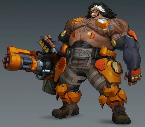 Mauga - Overwatch Wiki All Overwatch Character, Mauga Fanart, Mauga Overwatch Fanart, Tank Character Design, Overwatch Character Art, Mauga Overwatch, Overwatch Design, Overwatch Oc, Overwatch Hero Concepts