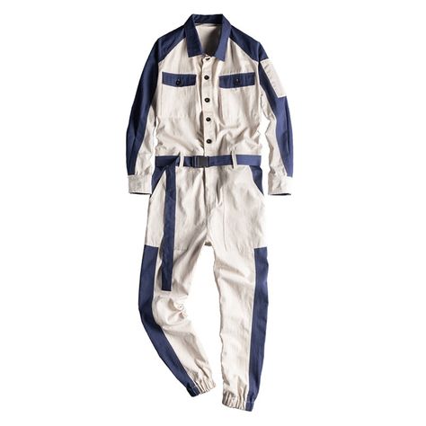 Closure Type: Zipper FlyWash: MediumFit Type: LooseLength: Full LengthMaterial: Denim eta = 2-3 weeks Trendy Mens Jeans, Beige Joggers, Stylish Overalls, Patchwork Overalls, White Overalls, Shape Silhouette, One Piece Jumper, Belt Jumpsuit, Blue Belt