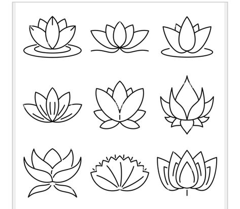 Lotus Asana, Water Lily Drawing, Lotus Outline, Simple Lotus Tattoo, Water Lily Tattoos, Lotus Vector, Lilies Drawing, Lotus Logo, Lotus Tattoo Design