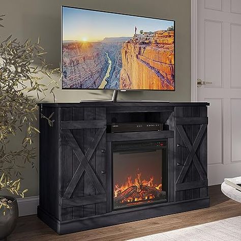 Console Table For Tv, Table For Tv, Media Electric Fireplace, Infrared Fireplace, Barn Door Tv Stand, Media Entertainment Center, Farmhouse Tv, Rustic Tv Stand, Electric Fireplace Heater