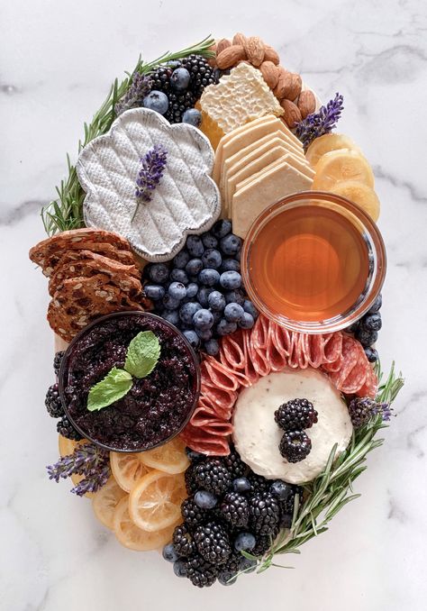 Blueberry, Lemon & Lavender Cheese Board Beautiful Cheese Board, Charcuterie Inspiration, Charcuterie Cheese, Snack Board, Party Food Platters, Charcuterie And Cheese Board, Charcuterie Recipes, Cheese Boards, Wine Cheese