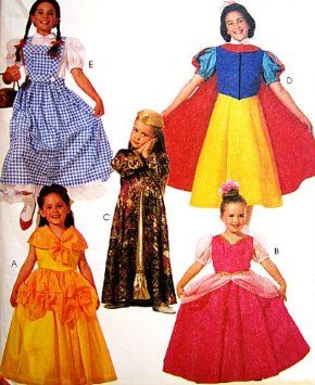 Amazon.com: McCall's 2850 Girls Size 7 (Breast 26) Princess, Snow White, Dorthy, Belle Costume Pattern: Arts, Crafts & Sewing Cinderella Princess, Belle Costume, Costume Sewing Patterns, Sewing Patterns Girls, Halloween Pattern, Princess Gown, Princess Costume, Costume Patterns, Stage Play