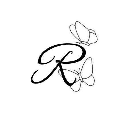 R Butterfly Tattoo, R Tattoo Letter, Letters Tattoo, Minimal Tattoos, Alphabet Names, Butterfly Drawing, Letter R, Minimal Tattoo, Tattoo Lettering