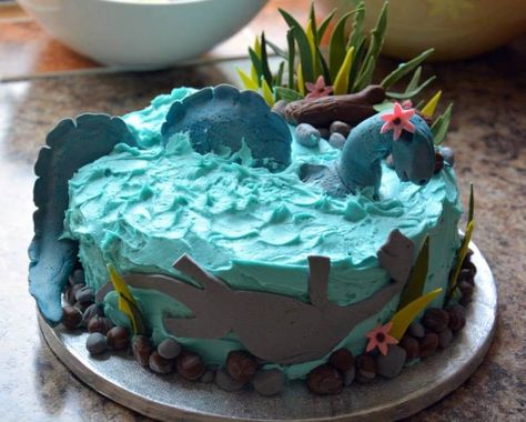 Loch Ness Monster Birthday A birthday in Scotland means a Loch Ness monster cake request! Buttercream with Gumpaste accents Loch Ness Monster Cake, Loch Ness Monster Party, Sea Monster Cake, Lockness Monster, Monster Cake, Monster Birthday Parties, Sea Monster, Loch Ness Monster, Monster Birthday