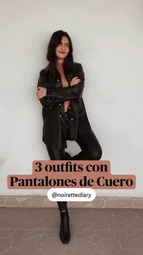 Pin en Estilo ⚡️ Outfits Leggins, Fiesta Outfit, Tomboy Outfits, Wardrobe Style, High Fashion Street Style, Black Leather Jacket, Leather Leggings, Outfits Casuales, Grunge Outfits