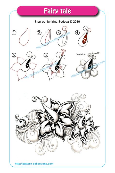 Zantangle Art, Zentangle Flowers, Zen Doodle Patterns, Zentangle Tutorial, Flower Drawing Tutorials, Zentangle Artwork, Tangle Pattern, Tangle Doodle, Zen Doodle Art