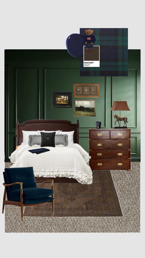 Ralph Lauren bedroom 🧸 Ralph Lauren Interior Design, Ralph Lauren Bedroom, Traditional Bedroom Design, French Bedroom, Baby Boy Room Nursery, Mens Bedroom, Bedroom Decor Cozy, Traditional Bedroom, Pretty Room