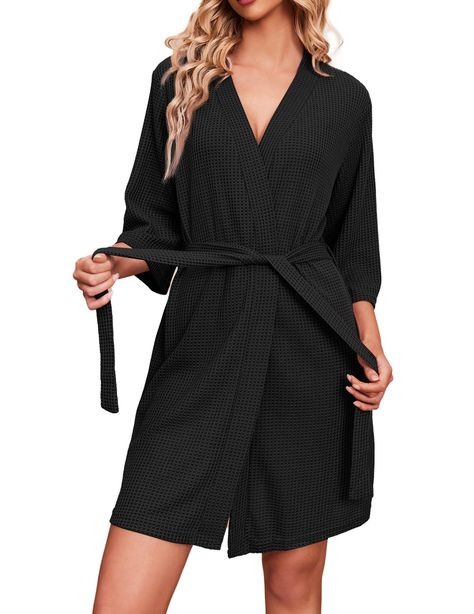 PRICES MAY VARY. SUPER COMFY WAFFLE ROBE: No fading, No lint. The fabric is soft, skin-friendly, breathable, and lightweight. Our kimono robe offers unrivaled comfort and warmth along with waffle material. So it makes for absolutely perfect nightwear. UNIQUE DESIGN: Womens robes feature 3/4 sleeves wrap design and inner and outer belts & ties, which can keep it from slipping open, so you can adjust for a perfect fit. And these bathrobe feature side pockets to keep your hands warm. VERSATILE UTIL Robes For Women, Maternity Sleepwear, Cheap Fabric, Women's Robe, Womens Robes, Soft Skin, Wedding Night, Waffle Knit, Soft Knits