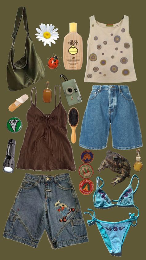 #camp #camping #summer #campingtrip #outfit Camping Aesthetic Outfits, Summer Camp Outfits, Outfit Shuffles, Camping Summer, Earthy Outfits, Camping Outfits, Dream Clothes, Aesthetic Outfits, Summer Camp