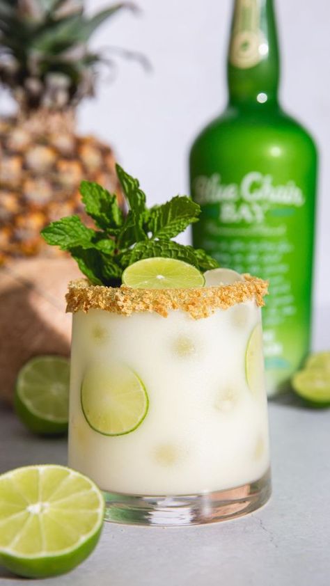 Key Lime Pie Margarita 🌴 1 1/2 oz tequila 1 oz pineapple juice 1 1/2 oz Blue Chair Bay Key Lime Rum Cream (you can also swap out with… | Instagram Key Lime Pie Margarita Recipe, Key Lime Pie Drink Alcohol, Key Lime Pie Cocktail, Key Lime Drinks Cocktails, Key Lime Pie Margarita, Blue Chair Bay Rum Recipes Key Lime, Blue Chair Bay Key Lime Rum Recipes, Key Lime Rum Cream Drinks, Key Lime Pie Drink