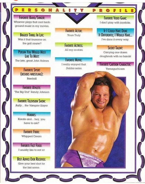 Val Venis, Personality Profile, Favorite Cartoon Character, Yamaguchi, Wwe Superstars, Wwe, Favorite Movies, Wrestling, Music