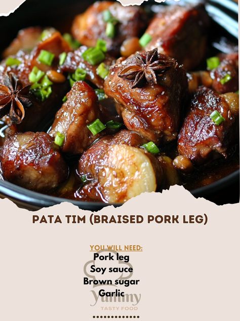 Pork Leg Roast Recipes, Pata Tim, Pork Pieces, Pork Leg Roast, Pork Leg, Tender Meat, How To Cook Pork, Braised Pork, Bay Leaves