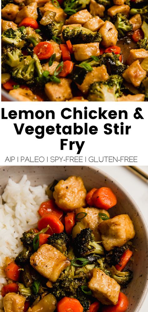 Paleo Chicken Stir Fry, Lemon Chicken Stir Fry, Paleo Stir Fry, Lemon Sauce For Chicken, Chicken Vegetable Stir Fry, Healthy Chicken Stir Fry, Chinese Lemon Chicken, Aip Diet Recipes, Paleo Vegetables