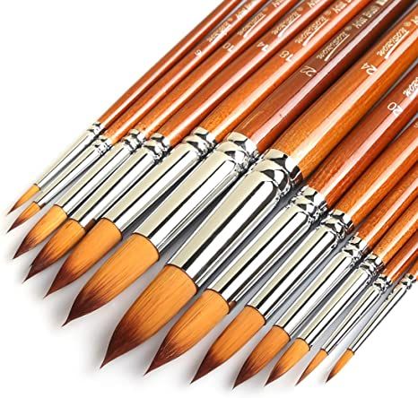 Amazon.com: ARTDINGD Artist Round Painting Brushes Set, 13 Pcs Professional Nylon Hair Wood Long Handle - Detail Paint Brush Paint for Watercolor, Acrylics, Ink, Gouache, Oil, Tempera, Paint by Numbers Round Paint Brush, Round Painting, Painting Brushes, Brush Paint, Tempera Paint, Acrylic Gouache, Acrylic Oil Painting, Pen And Watercolor, Paint By Numbers