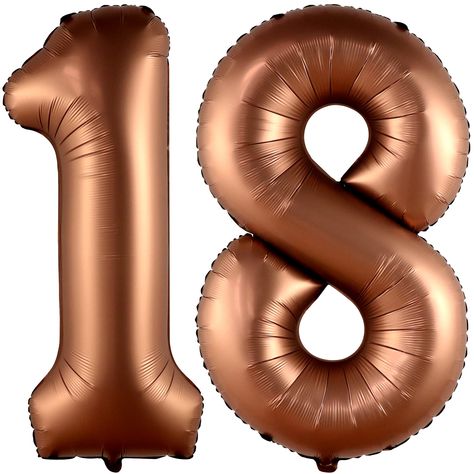 PRICES MAY VARY. LARGE SIZE - 40 INCH | BEAUTIFUL VIBRANT COFFEE BROWN BIRTHDAY BALLOONS - Dark Brown number 18 balloon 40 inch is the party complement you shouldn’t miss. Add a great impact to your decoration with this 40-inch Huge Number 18 brown Mylar Foil Balloon, 1 White Ribbon and 1 Straw. Pair 18 balloon numbers with other number balloons for themed 18th birthday party decorations, anniversary. Have a good time with 18 ballon and brown birthday decorations. CREATE A SAFARI THEME BIRTHDAY 50 Shades Of Brown Party Theme, Brown Birthday Decorations, 18th Birthday Balloons, Gold Theme Party, Balloons Number, Balloon Numbers, 18th Birthday Decorations, Balloons For Birthday, Jungle Theme Parties