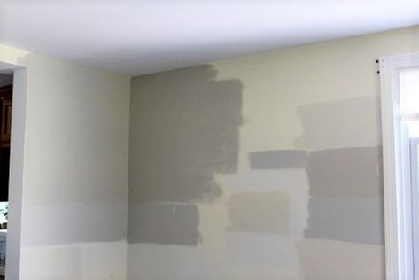 Helpful tips for sampling paint colors on the wall | how to test paint colors | stowandtellu.com Flat Vs Matte Paint, Paint Samples On Wall, Understanding Paint Undertones, Lowes Taupe Paint Wall Colors, How To Test Paint Colors On Wall, How To Mix Sand Color Paint, Paint Swatches Wall, Neutral Wall Paint, Paint Swatches