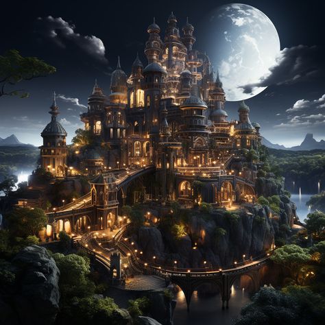 Dark Castle Concept Art, Fantasy Town Concept Art, Fantasy Setting Village, Fairytale School, Empire Concept Art, Futuristic City Utopia, Magical Castle, Dark Castle, Black Castle