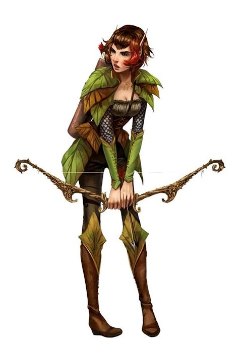 Female Elf Ranger - Pathfinder PFRPG DND D&D d20 fantasy Pathfinder Elf, Dnd Fairy, Ranger Dnd, Medium Armor, Elf Ranger, Elf Cosplay, Elf Druid, Female Elf, Wood Elf