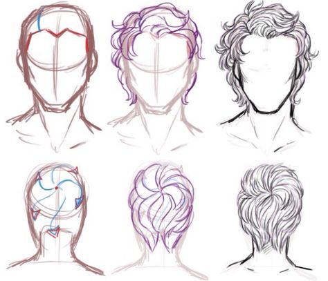 Some hair reference  ~<3 Ako Kresliť, Hair Step By Step, Male Hairstyles, Draw Hair, Drawing Hands, Drawing Hair, Hair Sketch, 얼굴 그리기, Charcoal Drawings