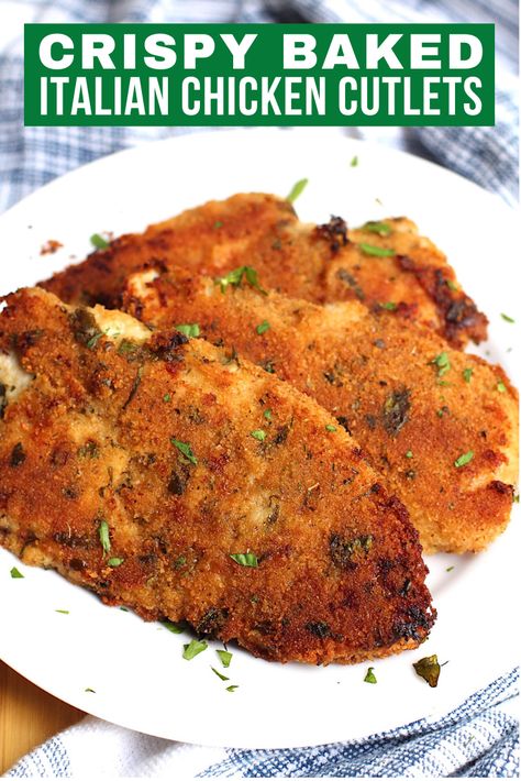 Bake Chicken Cutlets In Oven, Baked Chicken Cutlets Oven, Chicken Cutlet Recipes Baked, Baked Breaded Chicken Cutlets, Fried Cutlets, Italian Chicken Cutlets, Baked Italian Chicken, Baked Chicken Cutlets, Baked Breaded Chicken