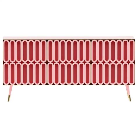 Contemporary Colorful Candy-Like Sideboard in Lacquered Wood and Brass Details For Sale at 1stDibs Plywood Sideboard, Lacquered Sideboard, Contemporary Sideboard, Modern Buffet, Lacquered Wood, Modern Sideboard, Wood And Marble, Vintage Sideboard, Ral Colours