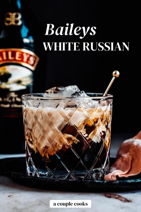 What's better than a White Russian? This Baileys White Russian recipe! Adding Irish cream to this simple cocktail steps it up. | alcoholic drinks | drinks | cocktails | vodka cocktails | coffee liqueur cocktails | kahlua drinks | baileys recipes drinks | #baileys #whiterussian #baileyswhiterussian #baileysirishcream Baileys White Russian Recipe, White Russian Recipe Baileys, Irish Cream Cocktails, Baileys Irish Cream Cocktails, Baileys Recipes Drinks, Irish Cream Drinks, White Russian Recipe, Baileys Irish Cream Coffee, Baileys Drinks