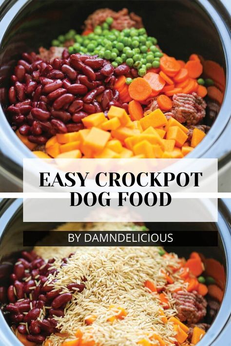 Crockpot Dog Food, Dog Food Recipes Crockpot, Dog Food Recipe, Diy Dog Food, Make Dog Food, Dog Biscuit Recipes, Streusel Muffins, Healthy Dog Treats Homemade, Dog Treats Homemade Recipes