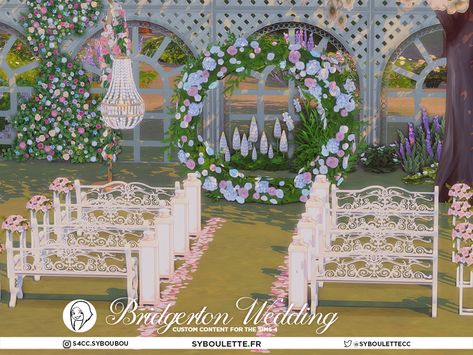 Step into the romantic world of the Regency era with a modern twist in the "Bridgerton Wedding" custom content set for The Sims 4. Inspired by the pastel Victorian vibes of the Netflix TV show, this… Wedding Sims 4 Cc, Wedding Sims 4, Pastel Victorian, Victorian Vibes, Bridgerton Wedding, Lotes The Sims 4, Regency House, Netflix Tv Shows, Netflix Tv