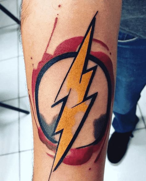 Dc Tattoos, Super Hero Tattoos, The Flash Tattoo, Deadpool Cartoon, Dc Tattoo, Tato Flash, Hero Tattoo, Archangel Tattoo, Astronaut Tattoo