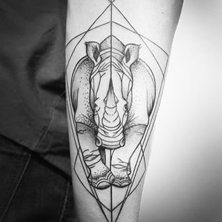 Rhino dots Rhino Tattoo Design, Rhinoceros Tattoo, Geometric Rhino, Rhino Painting, Rhino Tattoo, Think Tattoo, Sternum Tattoo, Butterfly Tattoo Designs, Rhinos