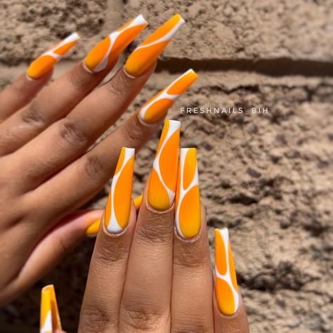 Doing it & doing it well #freshnailsbih💅🏽 … … #nailsnailsnails #nailsofinstagram #auranails #orangenails #summernails #extendonails #coffinnails La Nails, Orange Nails, Coffin Nails, Summer Nails, Nails, Quick Saves