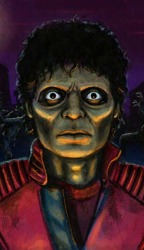 MICHAEL JACKSONS THRILLER Michael Jackson Thriller Painting, Michael Jackson Thriller Fan Art, Painting Michael Jackson, Michael Jackson Thriller Tattoo, Michael Jackson Thriller Drawing, Anime Michael Jackson, Thriller Drawing, Michael Jackson Makeup, Michael Jackson Zombie