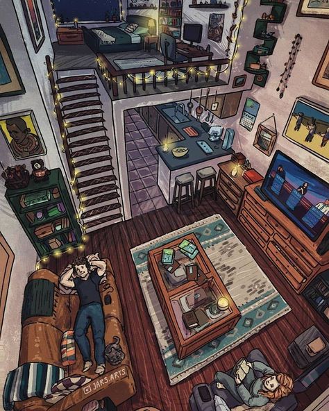 Cozy Room Drawing, Cabin Art, Sims 4 House Design, Sims House Plans, Isometric Art, Sims House Design, Fantasy House, House Drawing, Room Decor Ideas