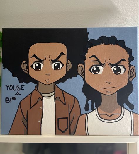 #theboondocks #painting #canvasart #canvaspainting Boondocks Drawings, Pink Canvas Art, Disney Canvas Art, The Boondocks, Disney Canvas, Draw Ideas, Trippy Painting, Canvas Art Projects, Inspiration Painting