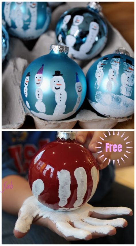 Christmas Craft: Kids Handprint Snowman Ornament DIY Tutorials Christmas Craft Kids, Kids Christmas Crafts Ornaments, Joululahjat Diy, City Craft, Baby Christmas Crafts, Circle City, Garland Ideas, Preschool Christmas Crafts, Christmas Crafts For Kids To Make