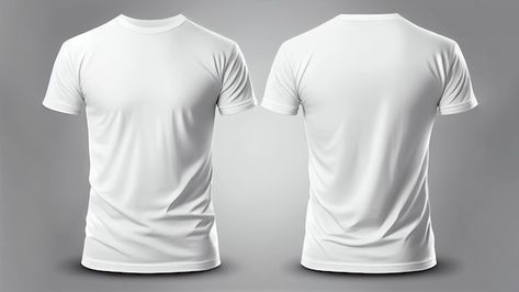 White Tshirt Mockup Front And Back, White Tshirt Front And Back, Mockup Jersey Polos, Pita Merah, Blank Tshirt, T Shirt Template, T Shirt Branca, Graphic Shirt Design, Plain White T Shirt