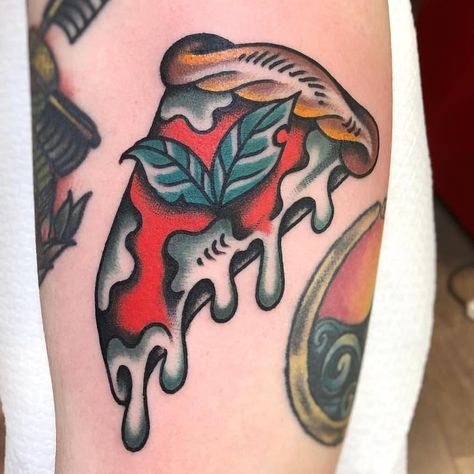 Pizza Tattoo, Candy Tattoo, Food Tattoos, Traditional Style Tattoo, Tattoo Old School, Coffee Tattoos, Traditional Tattoo Sleeve, Sleeve Ideas, Instagram Tattoo