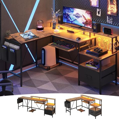 Faster shipping. Better service Home Office Brown, Proper Sitting Posture, U Shaped Gaming Desk, L Shaped Gaming Desk, Cpu Stand, Office Brown, Desk With Keyboard Tray, Entry Furniture, Corner Computer Desk