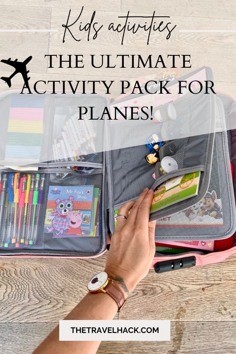 How to create the ultimate kids activity pack for travel - The Travel Hack Plane Rides With Kids, Diy Travel Activity Kits, Activities For Plane Rides, Aeroplane Toys For Kids, Travel For Kids Activities, Roadtrip Activities For Kids Busy Bags, Airplane Kits For Kids, Plane Toys For Kids, Airplane Busy Bag