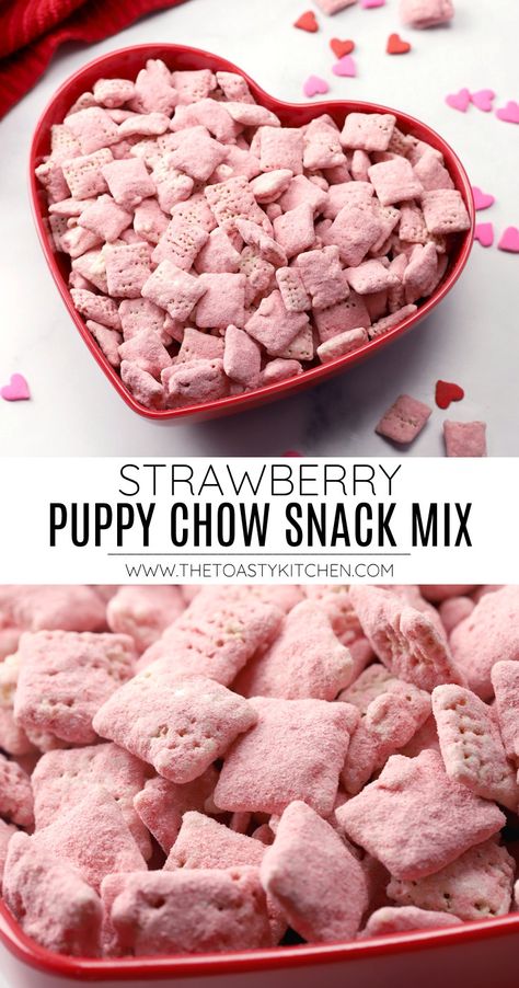 Puppy Chow Snack, Chex Mix Recipes Original, Puppy Chow Chex Mix Recipe, Chex Mix Puppy Chow, Chow Recipe, Strawberry Sugar, Puppy Chow Recipes, Chex Cereal, Chex Mix Recipes