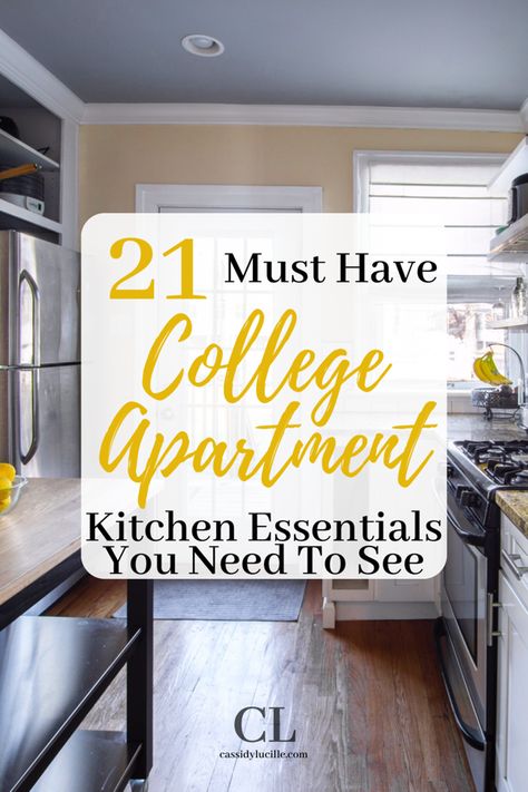 These are the best college apartment kitchen essentials. College apartment kitchen ideas for organization. Perfect for a college apartment kitchen checklist! #college #apartment #kitchen College Kitchen Organization, Apartment Kitchen Needs, College Apartment Kitchen Essentials, Men’s Apartment Kitchen, College Apartment Kitchen Ideas, College Kitchen Apartment, Dollar Tree Apartment Essentials, College Kitchen Ideas, College Apartment Necessities