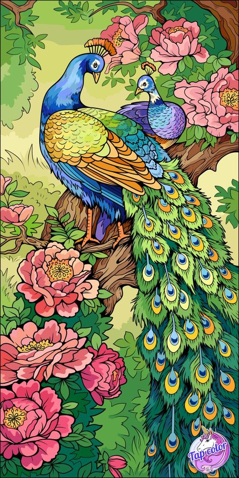 Mirror Canvas Art, Easy Scenery Drawing, Peacock Drawing, Love Birds Painting, Drawing Scenery, Whimsical Art Journal, Color Drawing Art, Peacock Painting, Pichwai Paintings