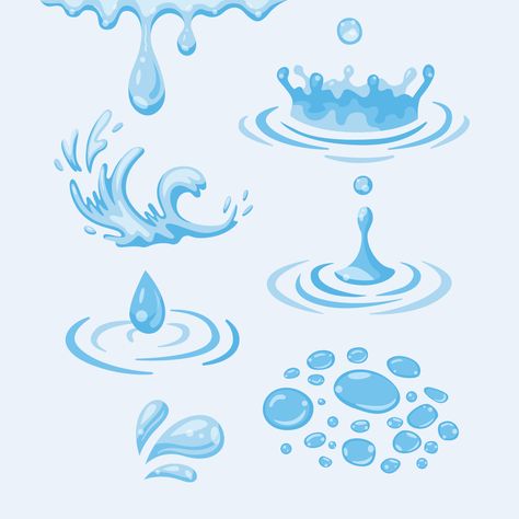 Water Droplet Splash, Splash Of Water Drawing, Splash Water Drawing, Dripping Reference, Water Spill Drawing, Water Dripping Drawing, Water Drawing Reference, Water Doodles, Water Splash Illustration