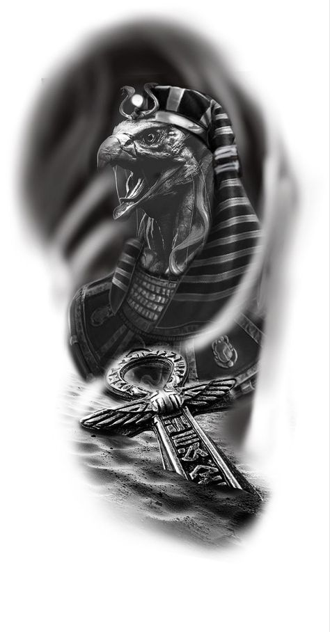 Ra Egyptian God Tattoo Design, Egyptian Warrior Tattoo, Horus Tattoo Design Ideas, Ra Tattoo Egyptian, Horus Tattoo Egyptian, Tattoo Sleeve Men Arm, Horus Tattoo Design, Egypt Tattoo Design Ideas, Tattoos Egyptian