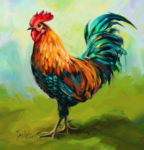 Rooster Art Drawing, Rooster Paintings On Canvas, Painting Roosters, Rooster Art Painting, Roosters Painting, Rooster Photography, Simple Rooster Painting, Paintings Of Chickens And Roosters, Paintings Of Roosters Acrylics