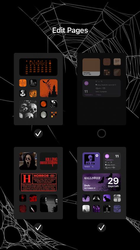 Multiple Wallpaper Iphone Wallpapers, Halloween Iphone Theme Ideas, Halloween Phone Setup, Halloween Phone Screen Ideas, Iso 16 Wallpaper Ideas, Halloween Phone Home Screen, Halloween Home Screen Icons, Halloween Ipad Widgets, Ios 16 Halloween Theme